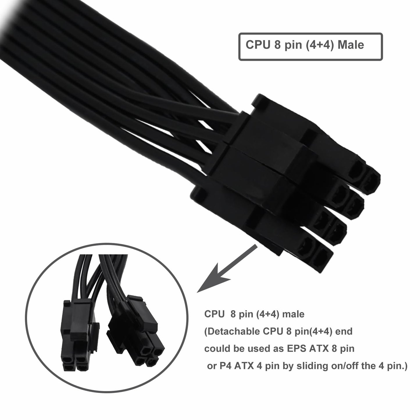 Comeap (2-Pack Cpu 8 Pin Extension Cable
