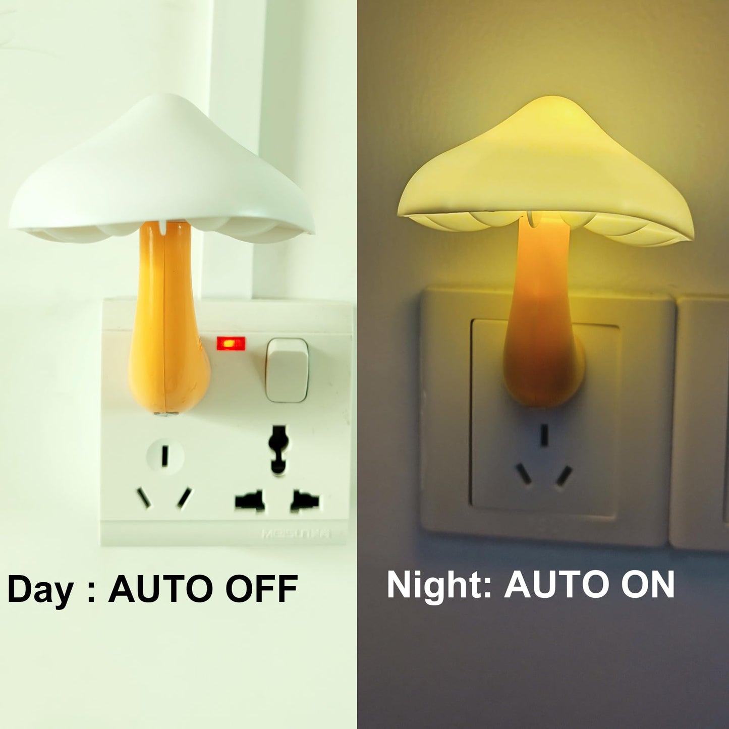 Ausaye Mushroom Led Night Lights - 4 Pack Warm White Plastic Nightlights For Kids & mature-themeds, Model 7398