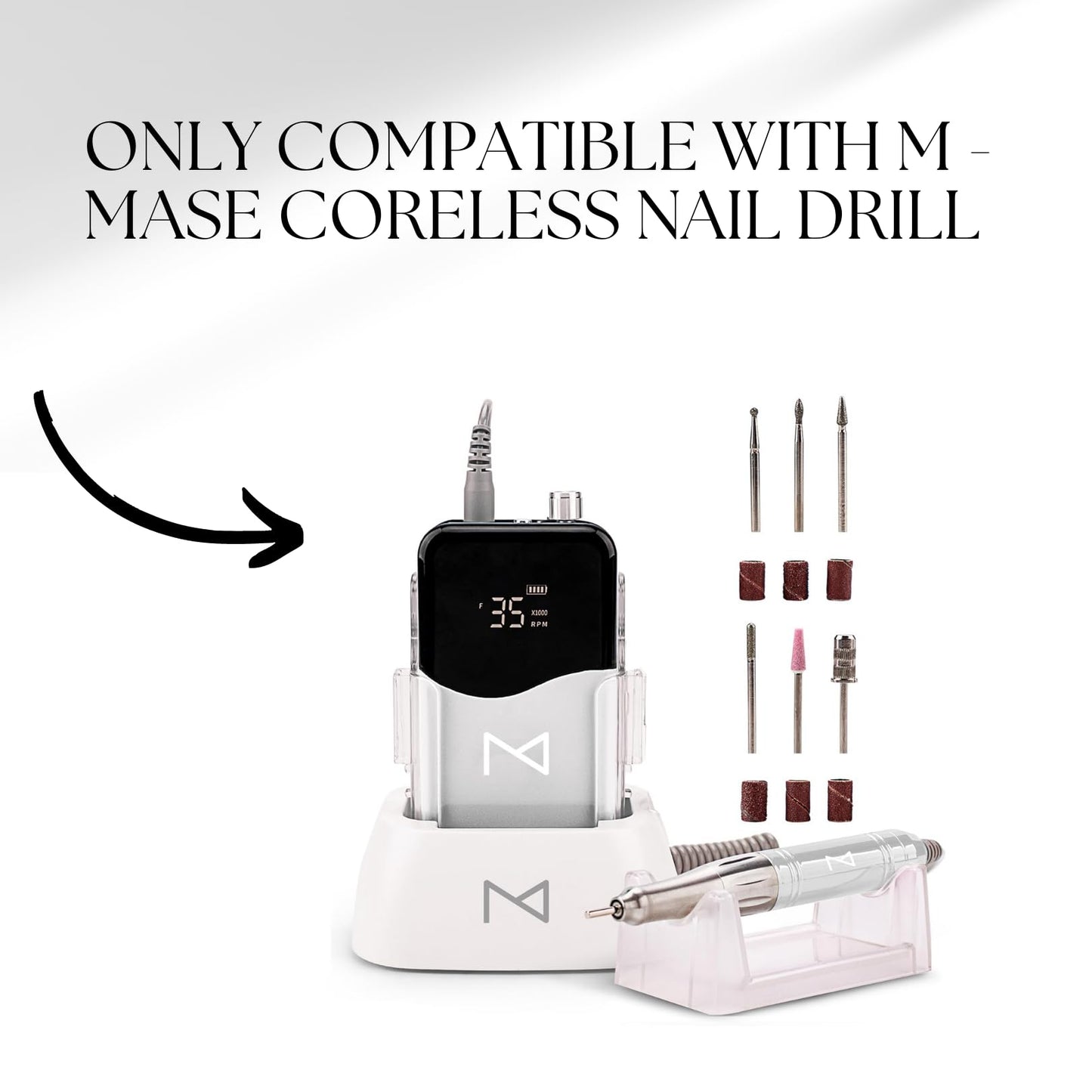 M - Mase 35k RPM Coreless Motor Handpiece Nail E-File - Handpiece Only (Handpiece - White)