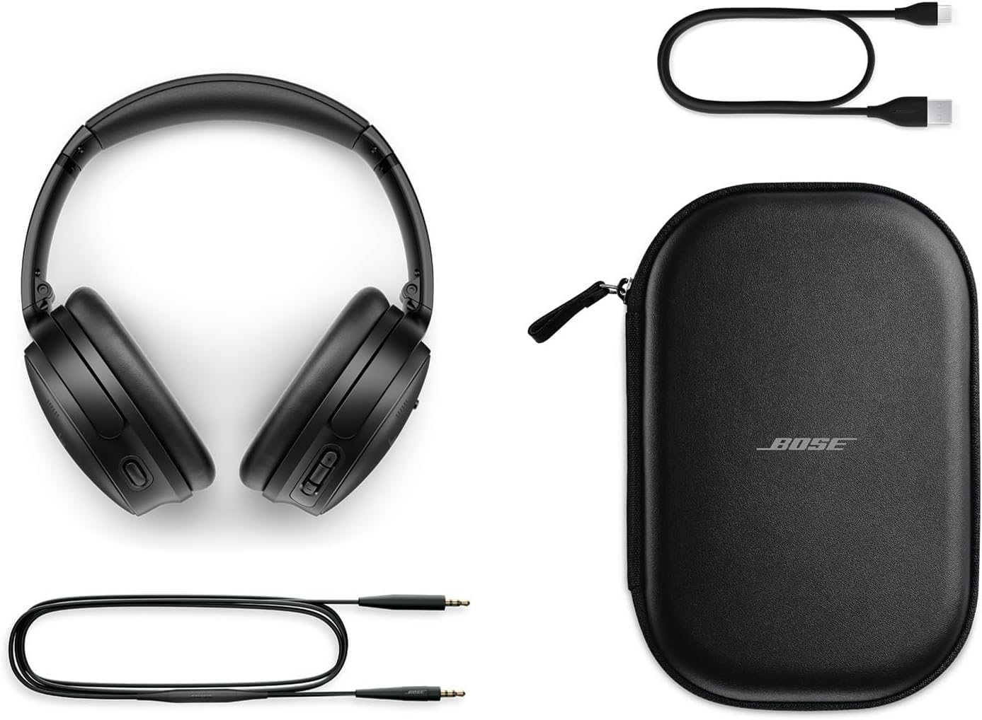 Bose QuietComfort Bluetooth Headphones, Wireless Headphones with Active Over Ear Noise Cancelling and Mic, + Green Extreme 20W 2-Port Wall Charger (Black)