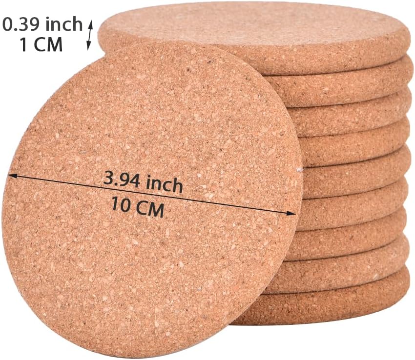 Personalized Cork Coasters for Drinks, Custom Engraved Absorbent Heat & Water Resistant Coasters for Cups and Mugs (B)