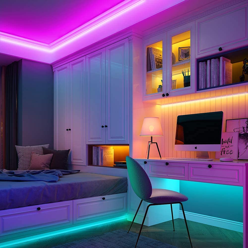 Miheal 32.8 Ft Led Strip Lights Kit, 300 Leds, Waterproof 5050 Rgb, With Rf Controller, For Home, Kitchen, And Bedroom Decoration