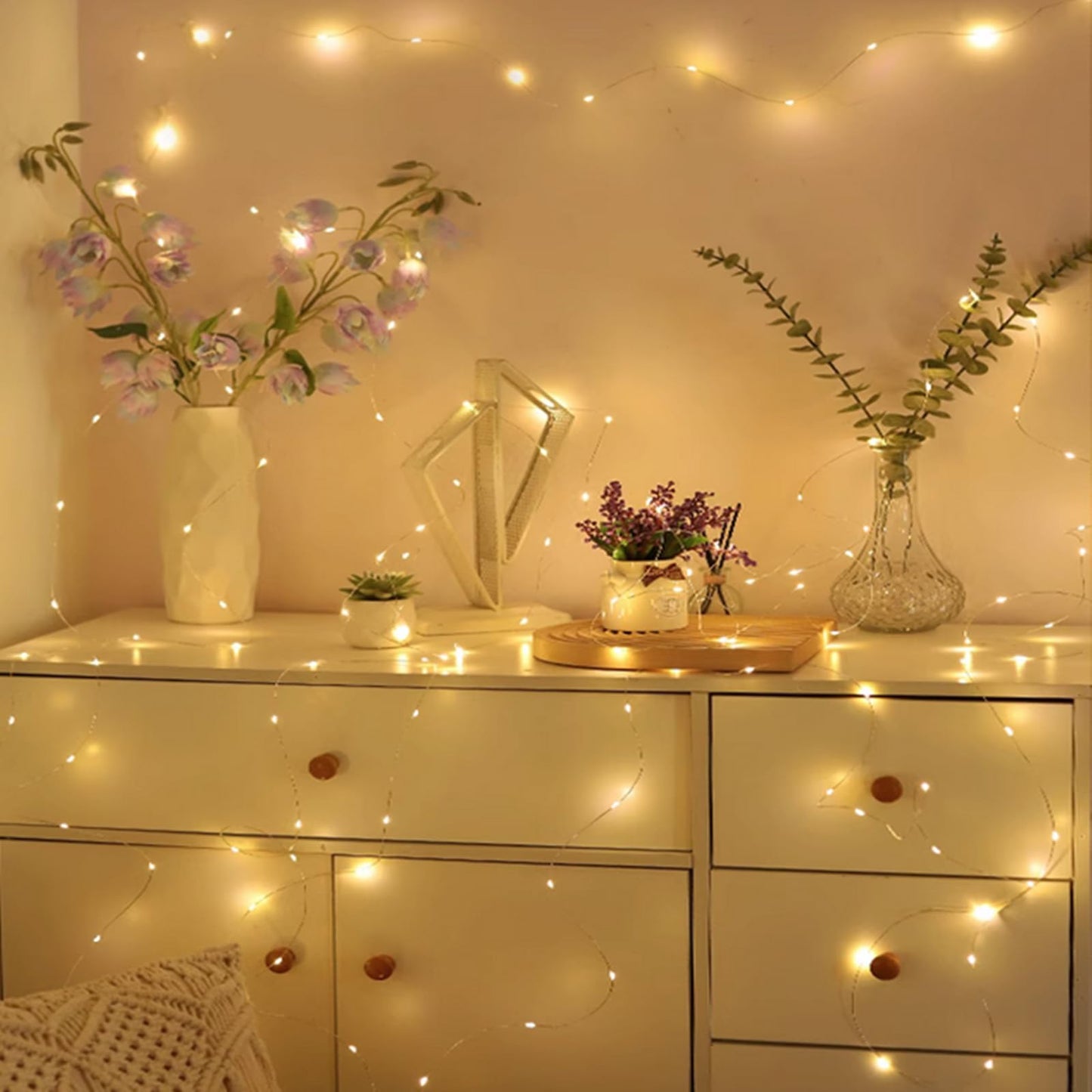 Ranlraka Warm White Led Fairy Lights - 7 Ft Battery Operated, Waterproof Copper Wire, 20 Lights For Diy Wedding, Party, Home Decor