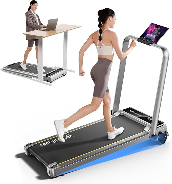 YPOO Walking Pad with Handles, Walking Pad Treadmill with Incline, 3 in 1 Foldable Treadmills for Home Office, Portable Un...