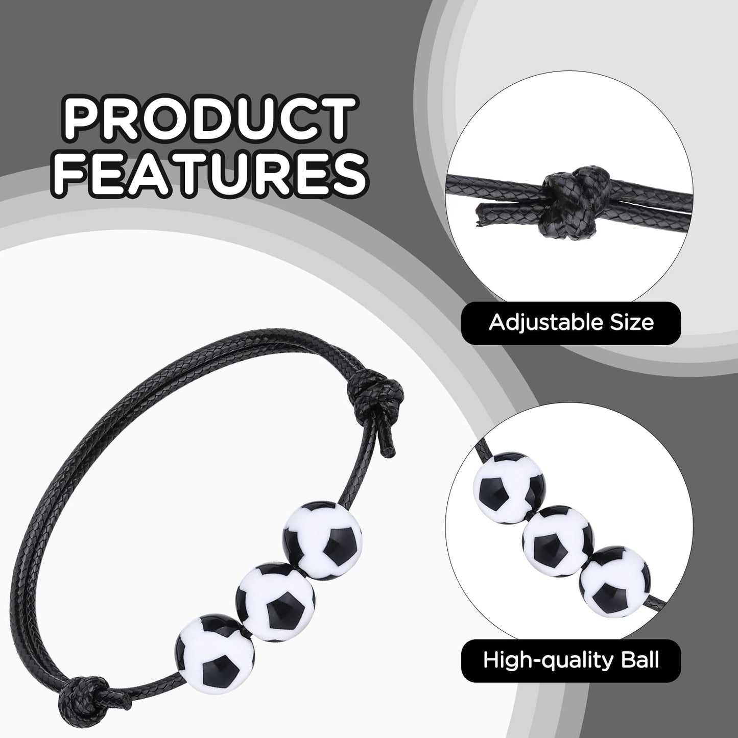 20 Pcs Soccer Charm Bracelets Soccer Party Favors Wristbands Soccer Beads Bracelet Adjustable Inspirational Sports Ball Accessor