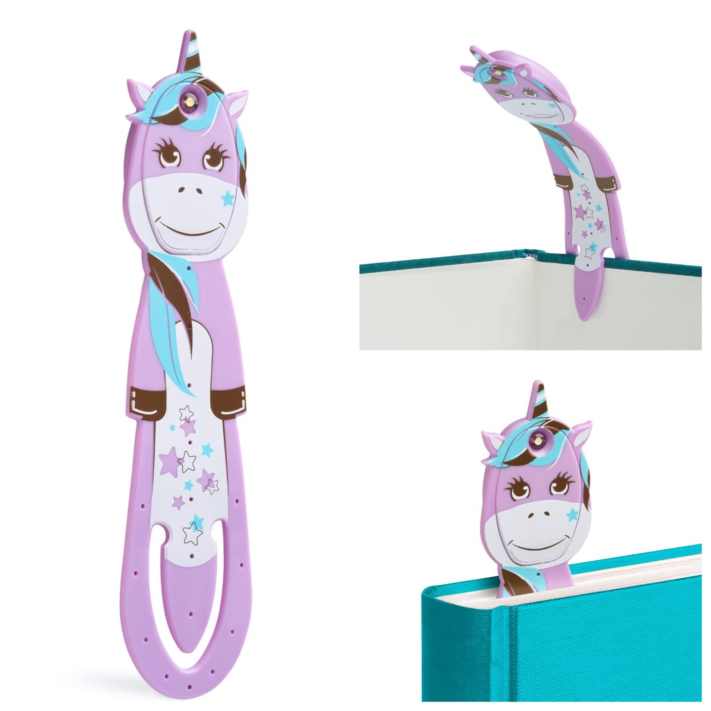 Gifts for Readers & Writers Flexilight Pal Bookmark Book Light LED Clip-On Unicorn Purple Model FLPUP
