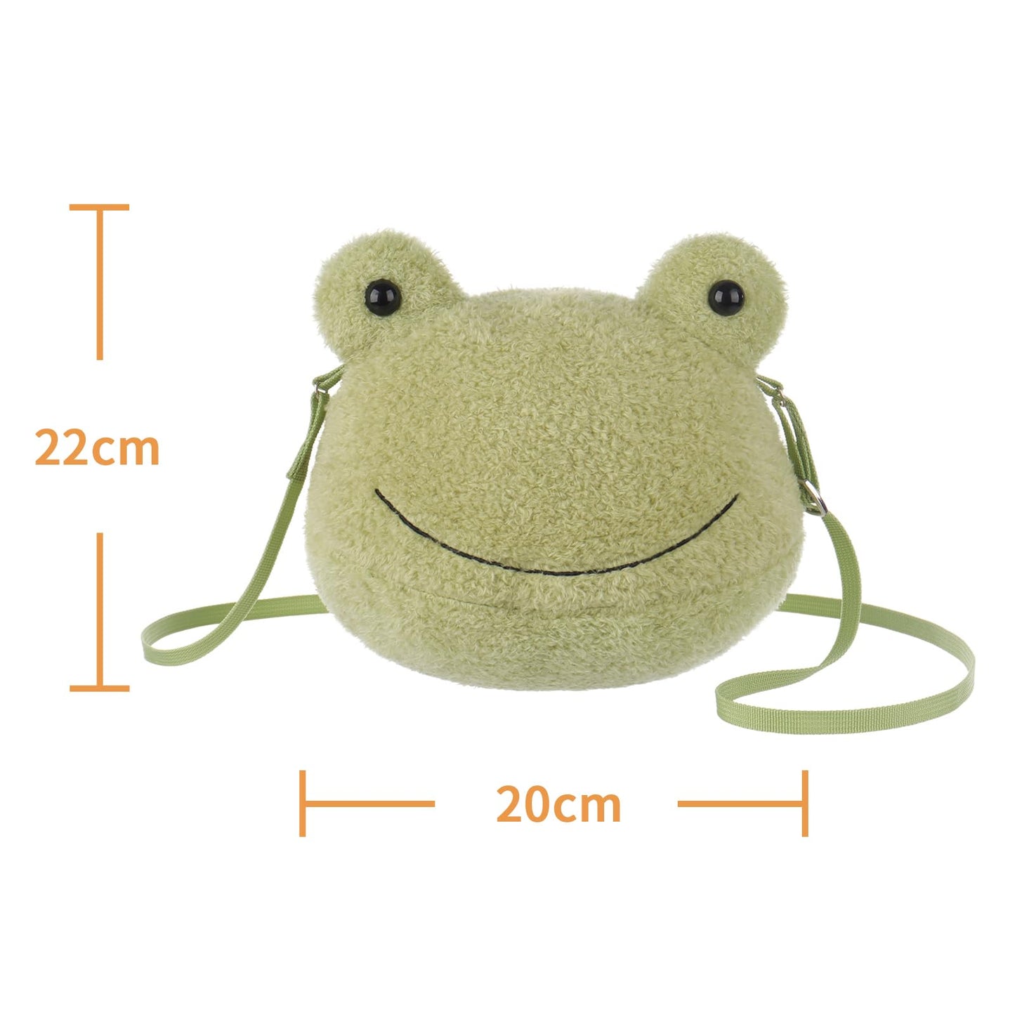 Apricot Lamb Velvet Frog Shaped Crossbody Plush Purse for Toddlers and Teen Girls, Stuffed Animal Shoulder Bag, Kids Fashion Handbags, 8.7 Inches