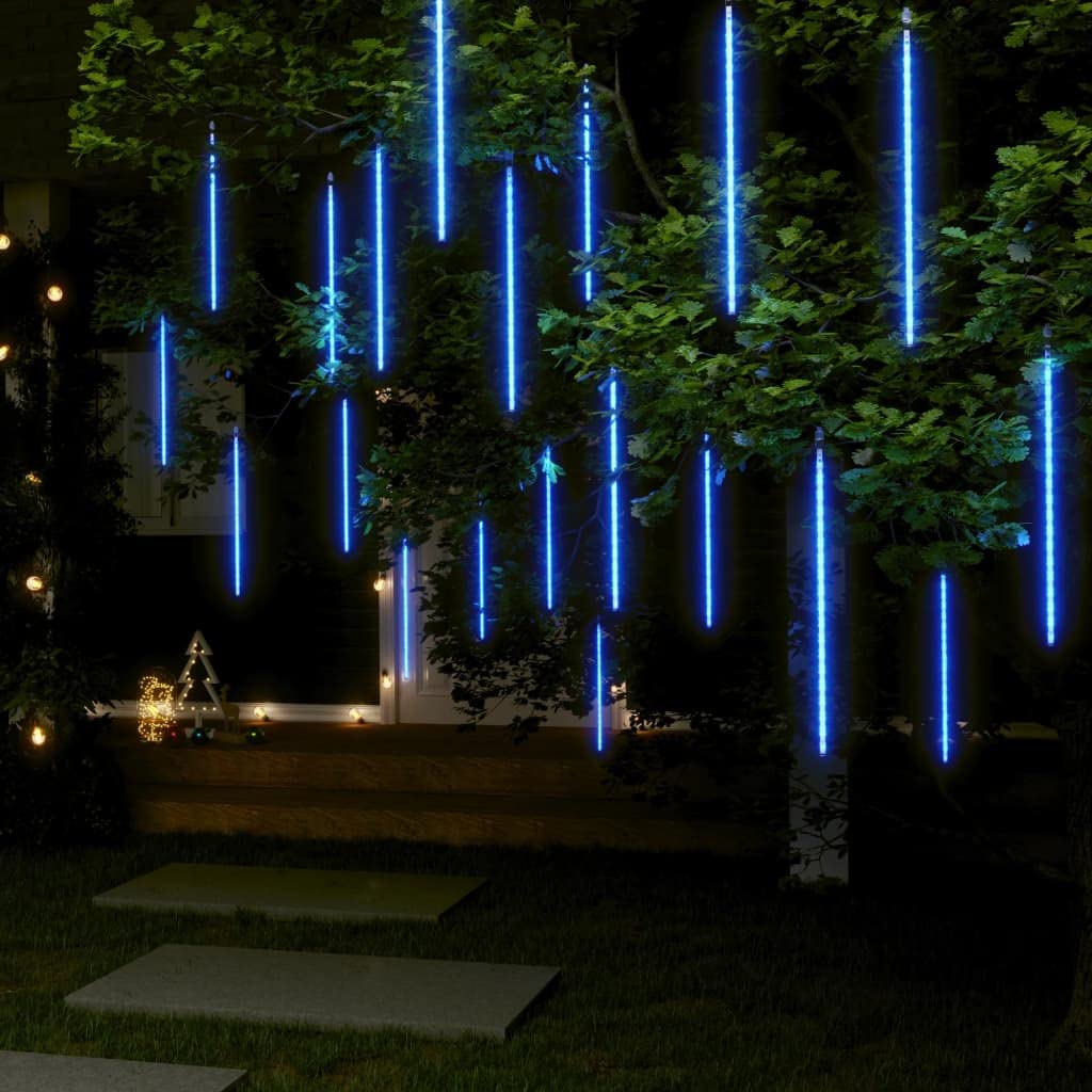 vidaXL LED Meteor Lights - 20 pcs, 2 ft, Blue, Water-Resistant, USB Powered, Model 328555