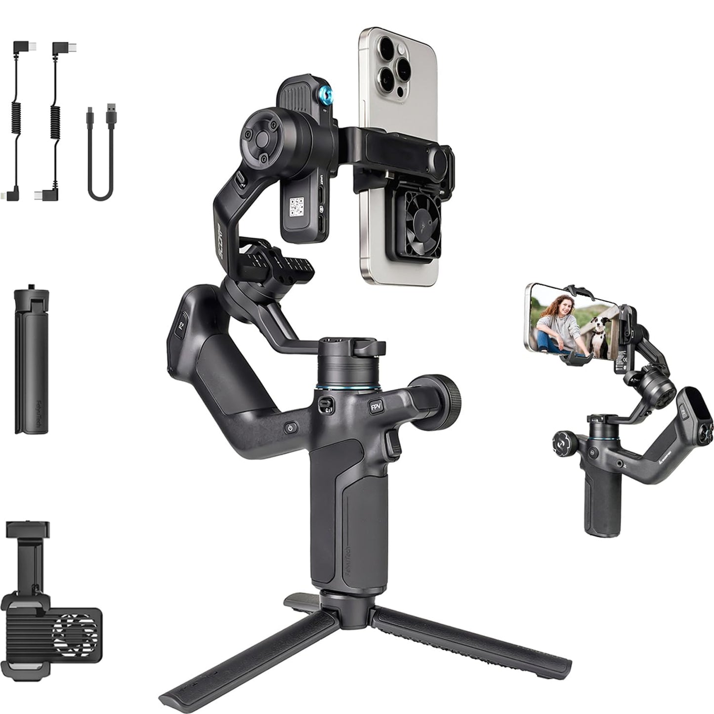 Feiyutech Scorp Mini 3 Gimbal Stabilizer For Smartphone, Built-In Ai Tracking Module & Cooling Fan, 2Kg Payload 3-Axis Phone Gim
