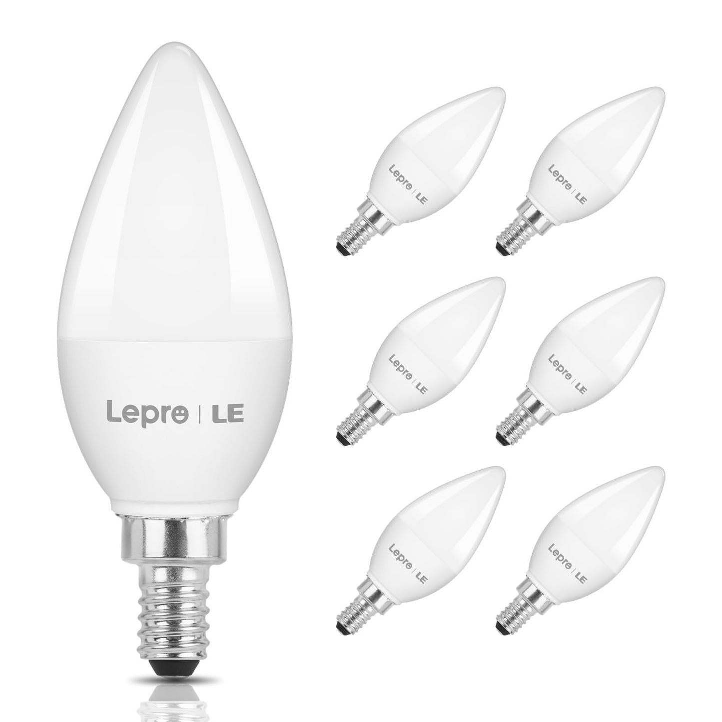 Lepro E12 Led Candelabra Bulbs, 5.5W 40W Equivalent, 6-Pack, Warm White, Frosted Plastic, Model 600052-Ww-Us-6