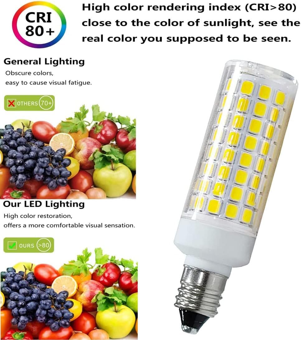 Haoguais 2-Pack E11 Led Light Bulbs  E11 Mini Candelabra Base  Daylight White 6000K 75W Halogen Equivalent  120V 7W Jd T3 T4 Corn Bulb Indoor Lighting
