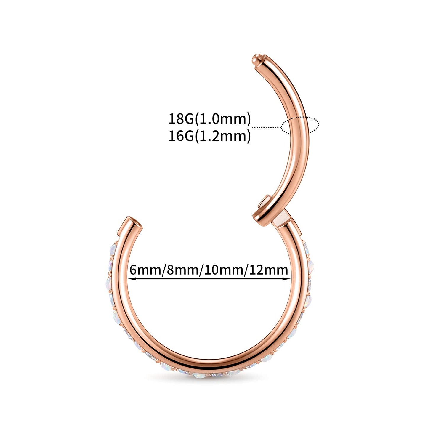 16g Cartilage Hoop Earring - Nose Ring, Tragus, Daith, Helix, Forward Helix, Rook, Snug Piercing Jewelry - 6mm Rose Gold