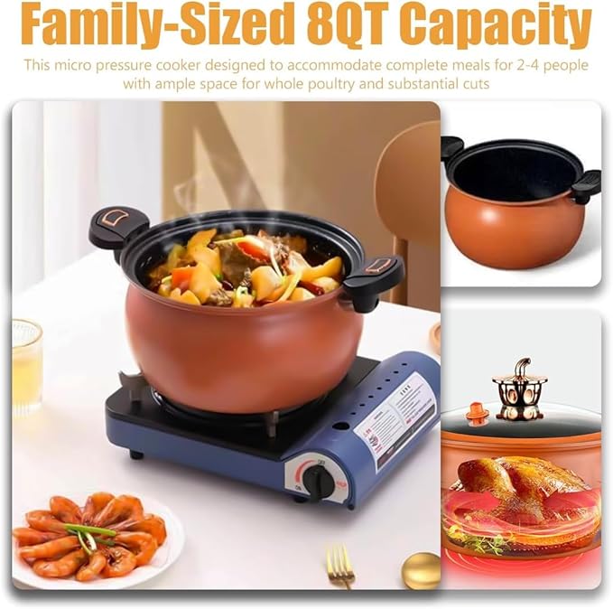 Multifunctional Large Capacity Non-stick Pressure Cooker, 5.3QT electric pressure cooker, Anti-Scalding Handle & Visual Glass Lid, Non-Stick Pans,Easy to Clean,for Family Meals, Soups, Stews (Green)