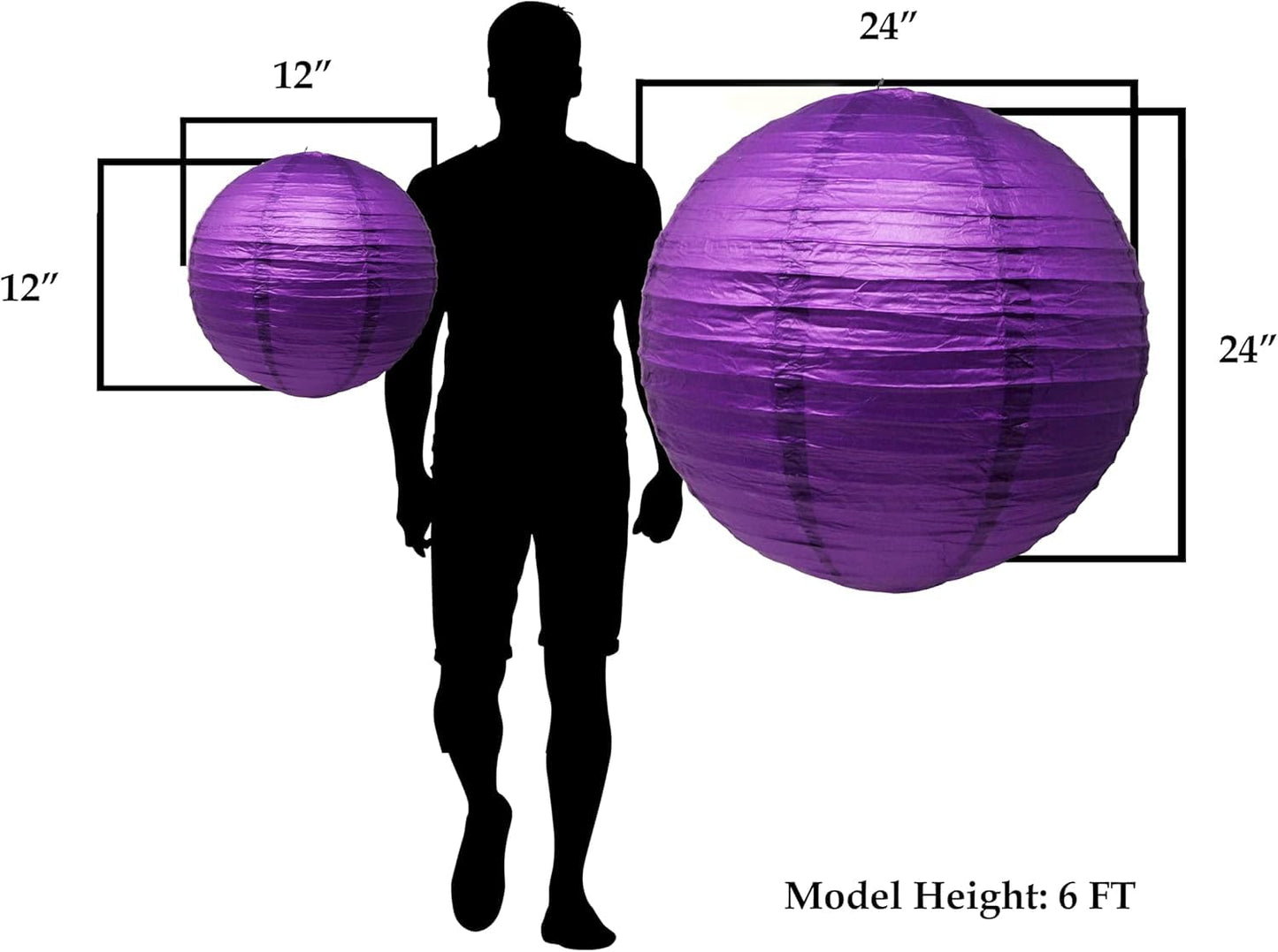 Mudra Crafts Paper Lanterns - Purple and Gold, 12 in, Round Japanese Chinese Decorative Hanging Ceiling Lamp Shade