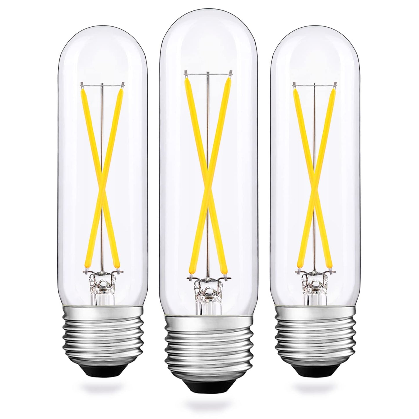 T10 Led Bulb  Dimmable 2W Tubular Chandelier Bulb  25Watt Equivalent Ceramic Christmas Tree Bulbs  5000K Daylight  Clear Glass  Antique E26 Light Bulbs For Pendant Desk Cabinet Display Lamp  3 Pack