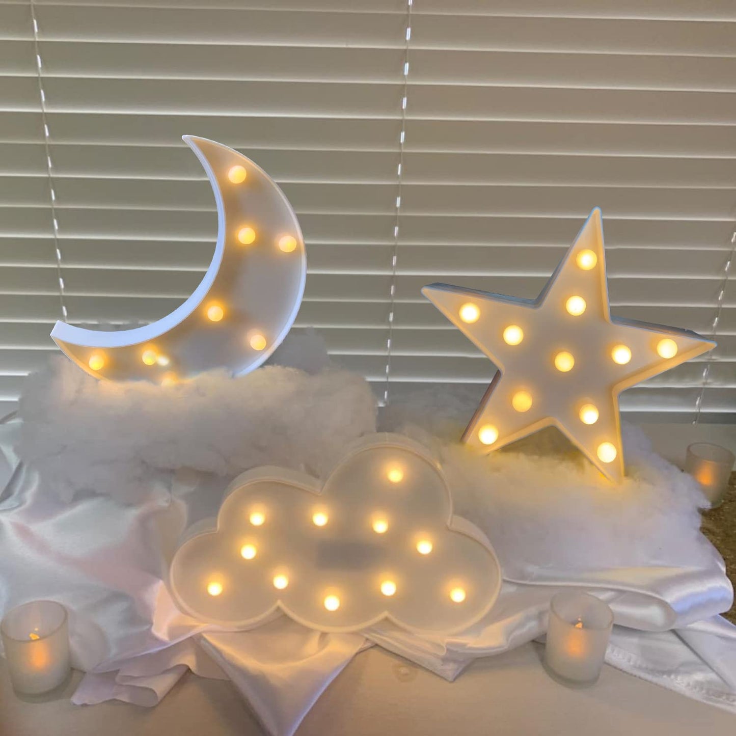ZUOVAOV Night Light - Stars Moon Clouds Logo, Plastic Decorative Art Lamp, White
