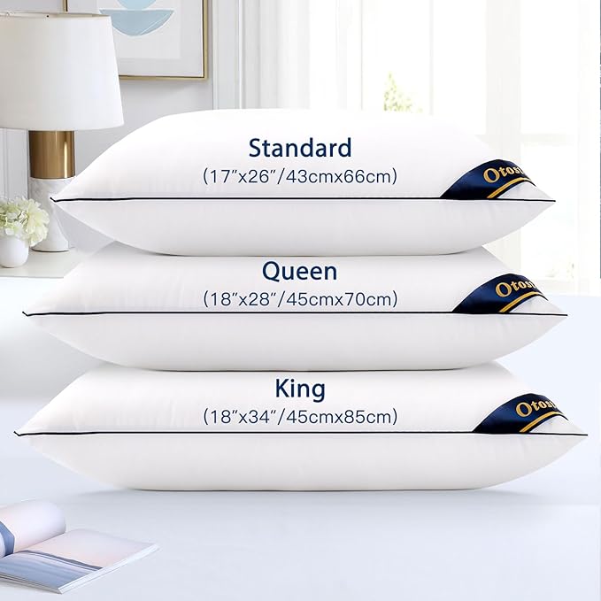 OTOSTAR Bed Pillows for Sleeping 2 Pack Standard Size Cooling Pillows Luxury Sleeping Pillow 3D Microfiber Filling Breathable Cover Soft Hotel Collection Pillows for Back Side or Stomach Sleepers