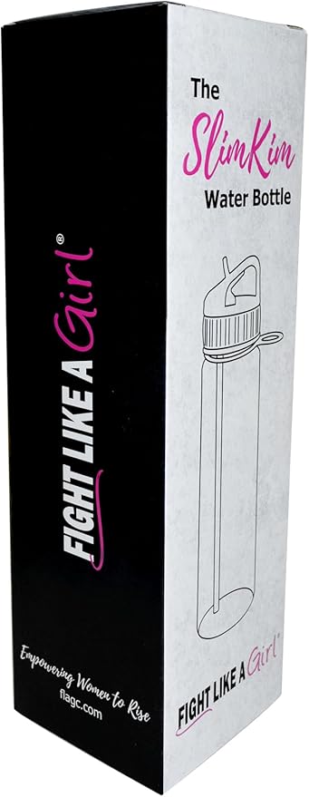Fight Like a Girl Brave SlimKim 30 oz Motivational Water Bottle with Time Marker & Straw for Ovarian Cancer, PCOS, PTSD Awareness - Reusable Clear Water Bottle for Workout, Gym, Travel - Teal