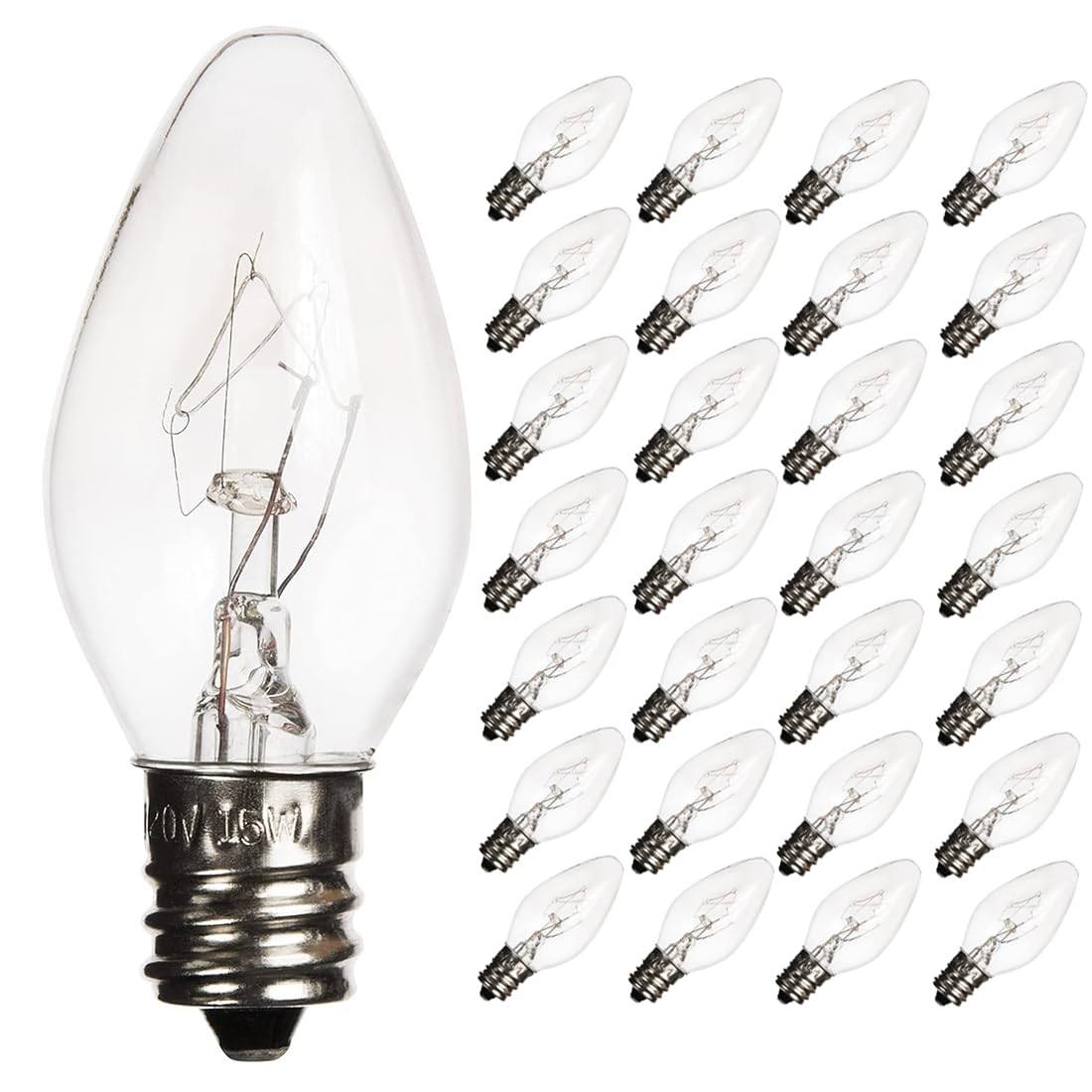 OHLGT 28 Pack Salt Lamp Light Bulbs, 15 Watt Incandescent E12 Socket, Long Lasting Warm Light