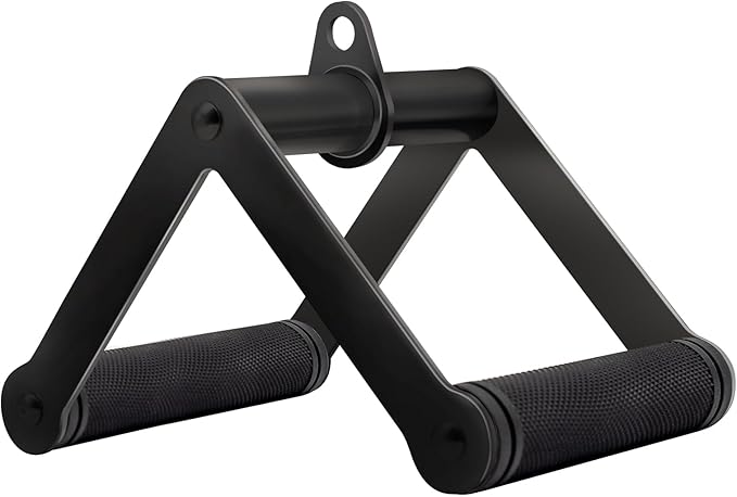 Howffite Double D Row Handle Cable Attachment for Weight Workout, Steel with Non-Slip Rubber Grip (Black)
