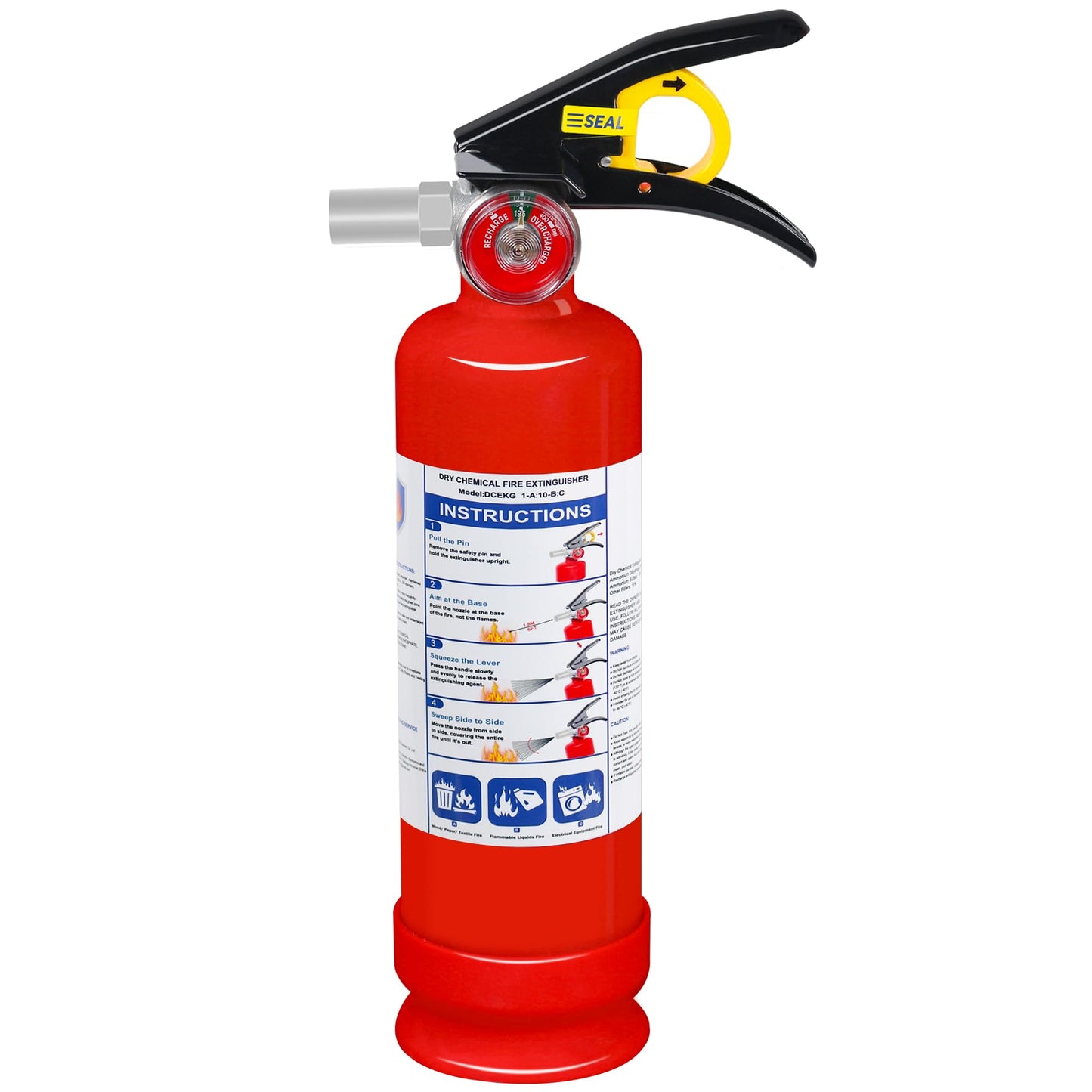 1 Pack ABC Dry Chemical Fire Extinguisher, 2.5 lb 1A:10B:C Rating for Home, Vehicle, Boat, Quick Release Handle, Compact & Portable Dry Powder Extinguishers