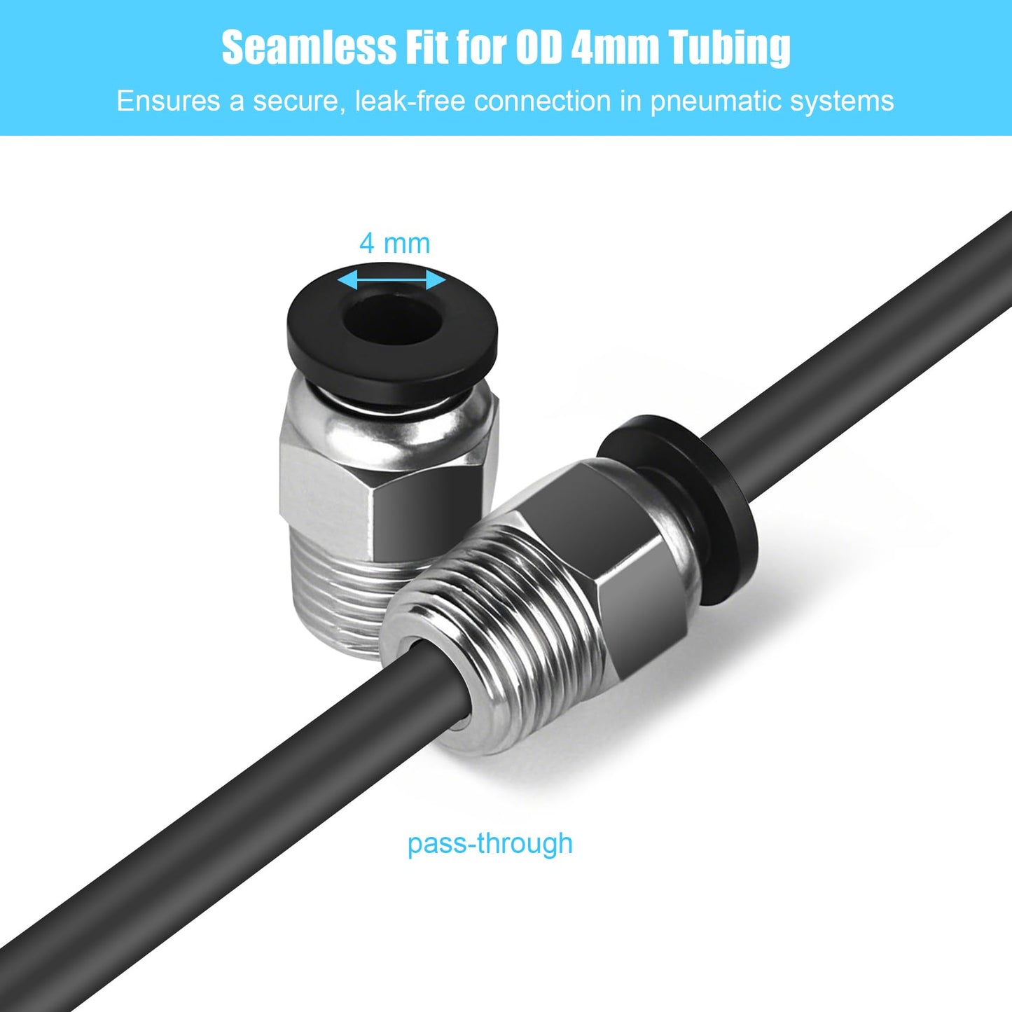 StLiSuYmx 10PCS Premium PC4-M10 Pneumatic Quick Connector Fittings, Bowden Tube Coupler Male Straight PTFE Tube Push for E3D-V6, Bowden Extruder Parts Compatible with Ender-3 and Ender-3 V2 3D Printer