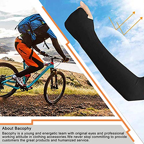 Bacophy 3 Pairs Arm Sleeves with Thumb Holes Women Men UV Protection Cooling, UPF 50 Compression Long Arm Cover