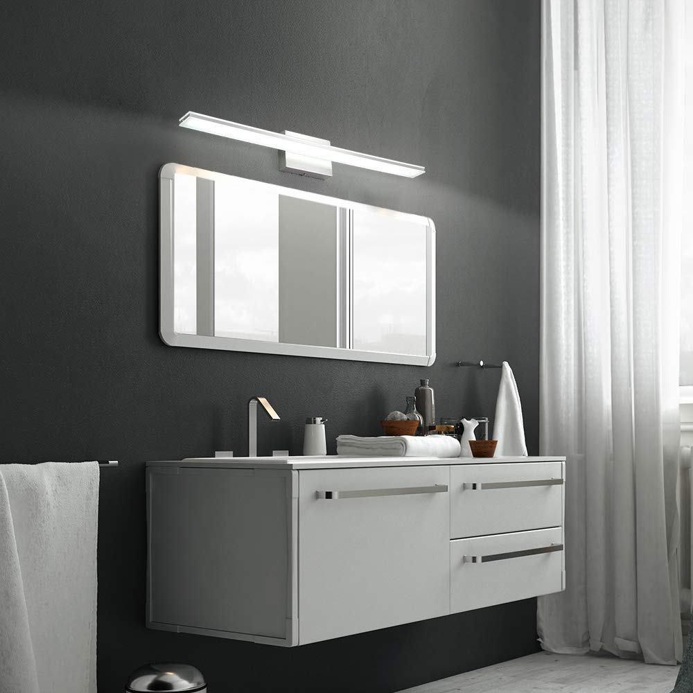 Brivolart Modern Vanity Light Bar 16W Chrome 32 Metal Led Fixture For Bathroom & Bedroom, Model 6420, 6000K