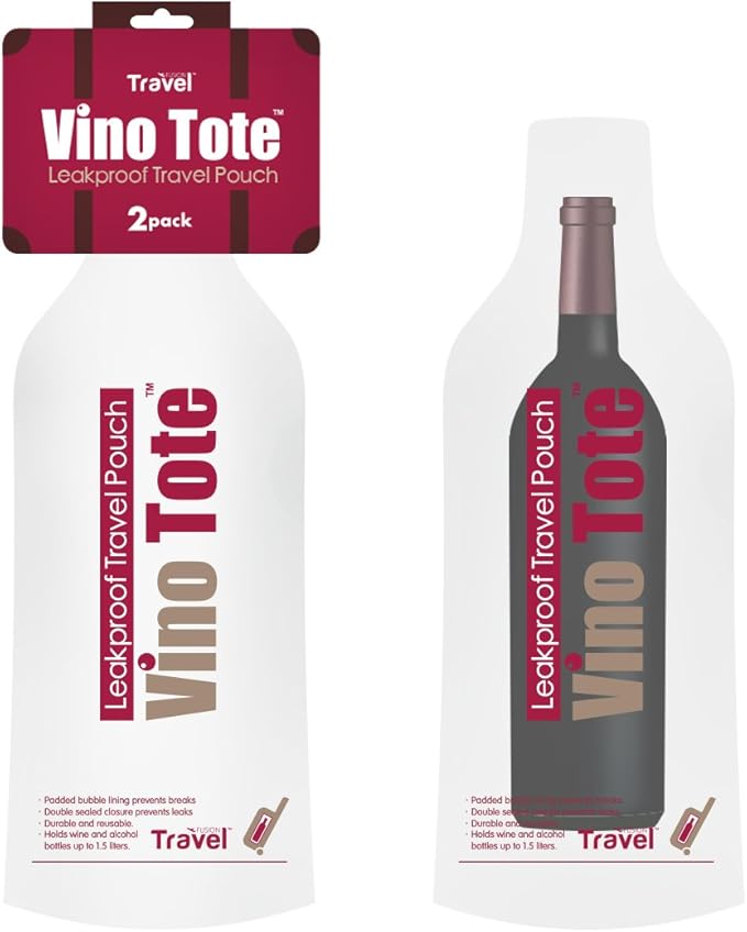 Grand Fusion Vine Tote for Wine Bottles and More, Wine Travel Bag, Pack of 2