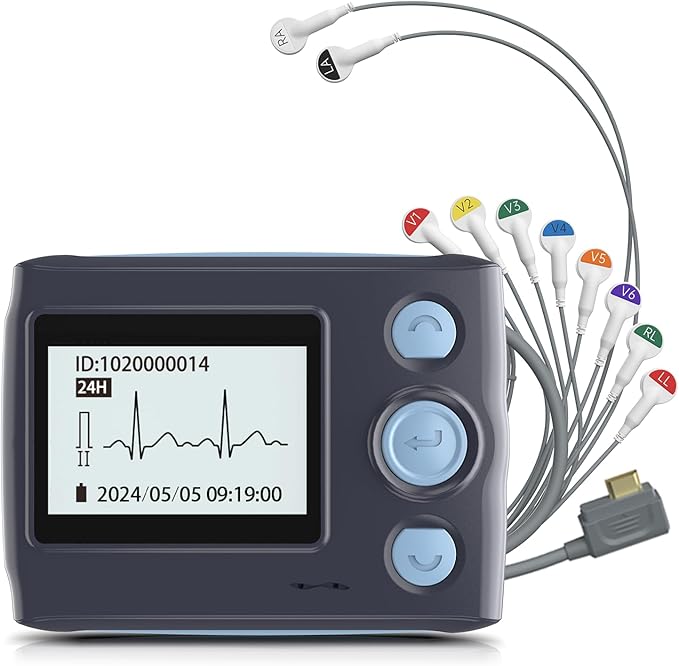 Livenpace Portable 12-Lead Heart Monitor with AI Analysis for Home Use, 24 Hours Recording, Stand-Alone Machine with LCD S...