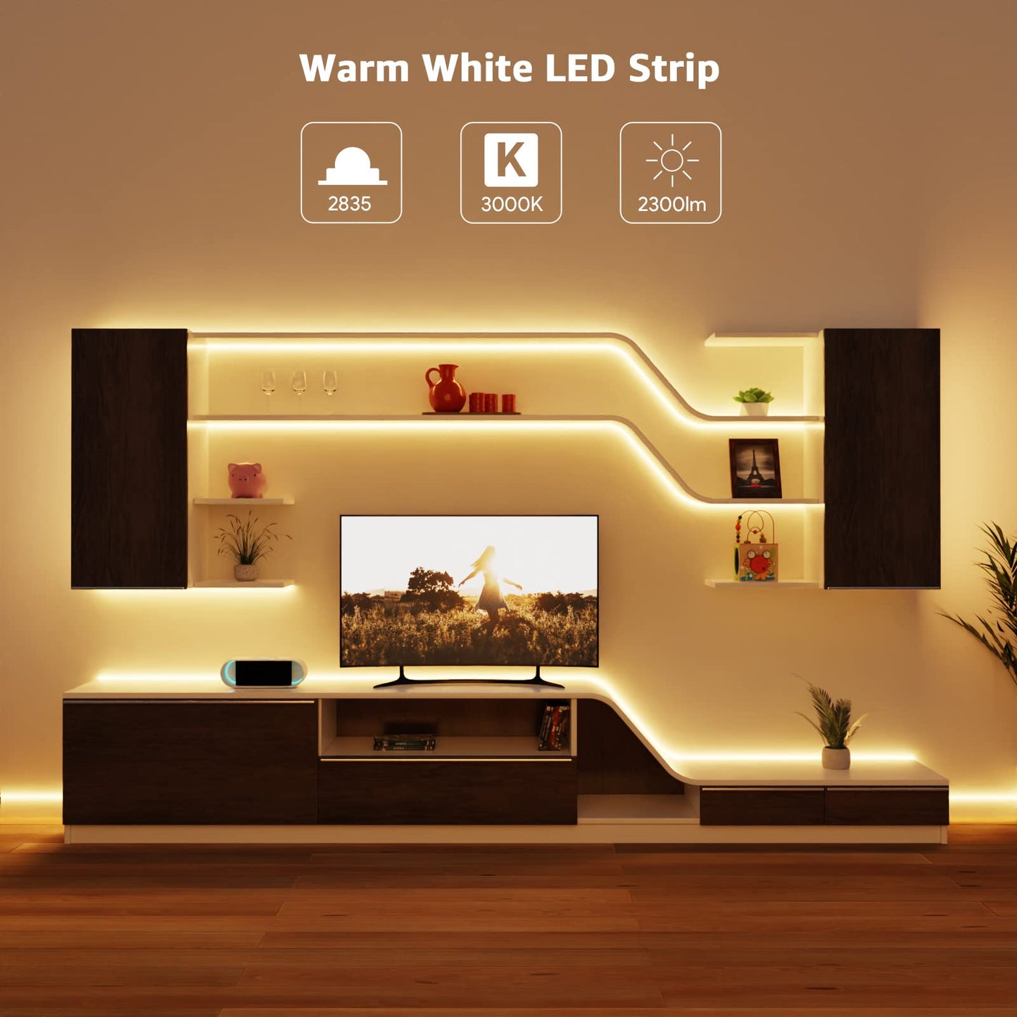 Lepro 12V Led Strip Light - Flexible Smd 2835, 32.8Ft Warm White, Non-Waterproof, Pack Of 2 (Model Pr4100057-Ww