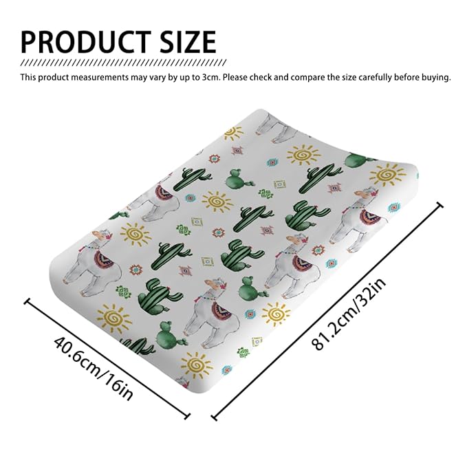 Changing Pad Covers Cartoon Llama Sun Cactus Diaper Changing Pad Cover Sheets for Boys Girls Ultra Soft Breathable Stretch Fitted Change Table Pad Covers 32''x16''