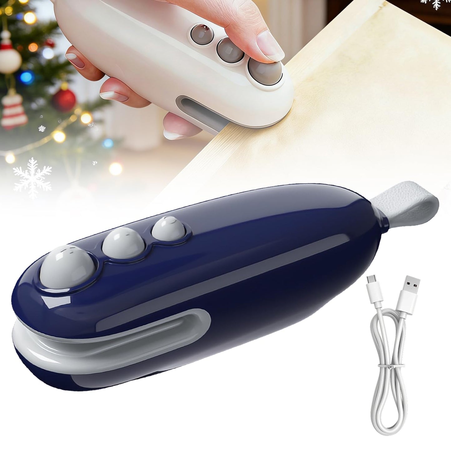 2026 Portable Handheld Vacuum Food Sealer Bag,Mini Bag Sealer, 2 in 1 Rechargeable Chip Bag Sealer Heat Sealer for Plastic Bag Snack Bag Food Storage (blue)