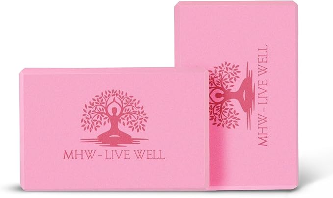 MHW - LIVE WELL EVA Foam Yoga Block, High Density Foam Exercise Block - Lightweight Pilates Block - 9.06 x 5.91 x 2.95 Inc...