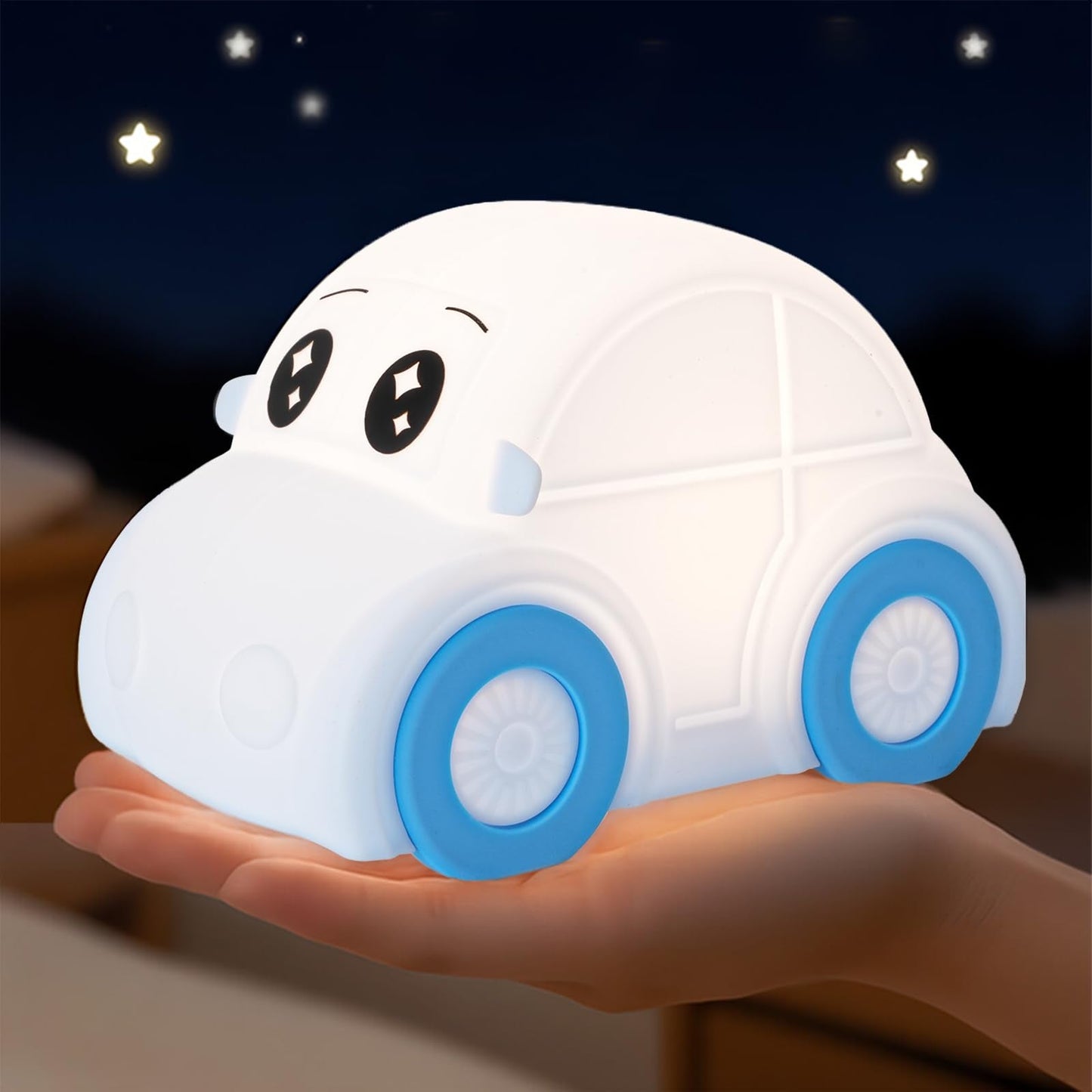 GAGBC Cute Baby Toddler Car Kids Night Light for Kids, Dimmable+1800mAh Rechargeable+Timer+Portable+Silicone+Squishy, Touch Brea