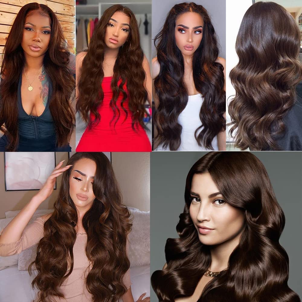 Lagalaga Bundles Human Hair 24 26 28 Inch Body Wave Dark Brown 4 Color Human Hair Bundles Unprocessed Brazilian Virgin Hair Quic