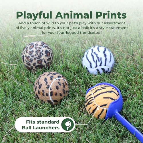 Unique Sports Dog Fetch Squeaker Balls Animal Prints 18 Pack