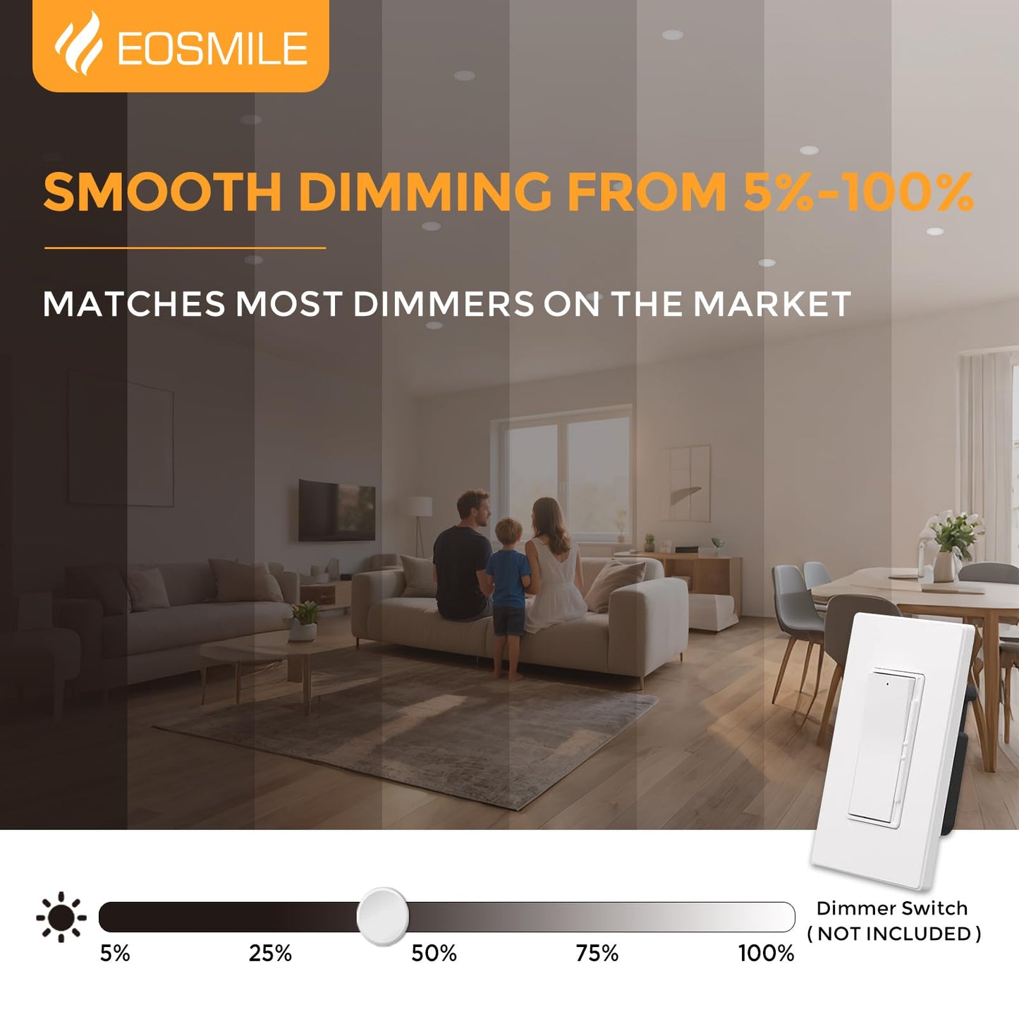 Eosmile 6 Inch White Recessed Lighting With Night Light 6 Pack  High Brightness Canless Wafer  12W  120V  1100Lm  Dimmable  2700K-5000K Selectable  Etl Fcc