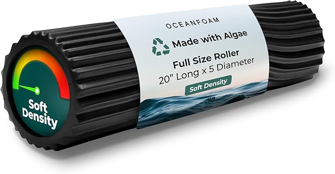 Oceanfoam Soft Tidal Roller (Black) - Low Density Foam Roller for Physical Therapy, Back Pain, Excercise & Stretching - Wa...