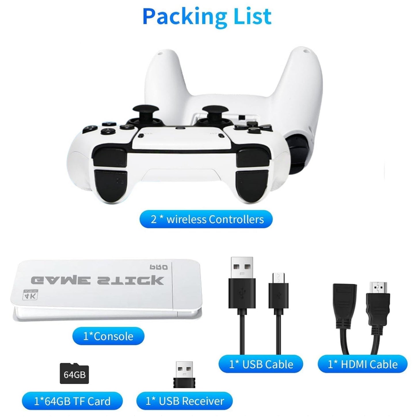 Wireless Retro Handheld Game Console, Retro Game Console, Built-in 20,000+ Plug-and-Play Retro Video Games, Equipped with 23 Classic simulators, 4K HD HDMI Output and Dual 2.4G Wireless Controller
