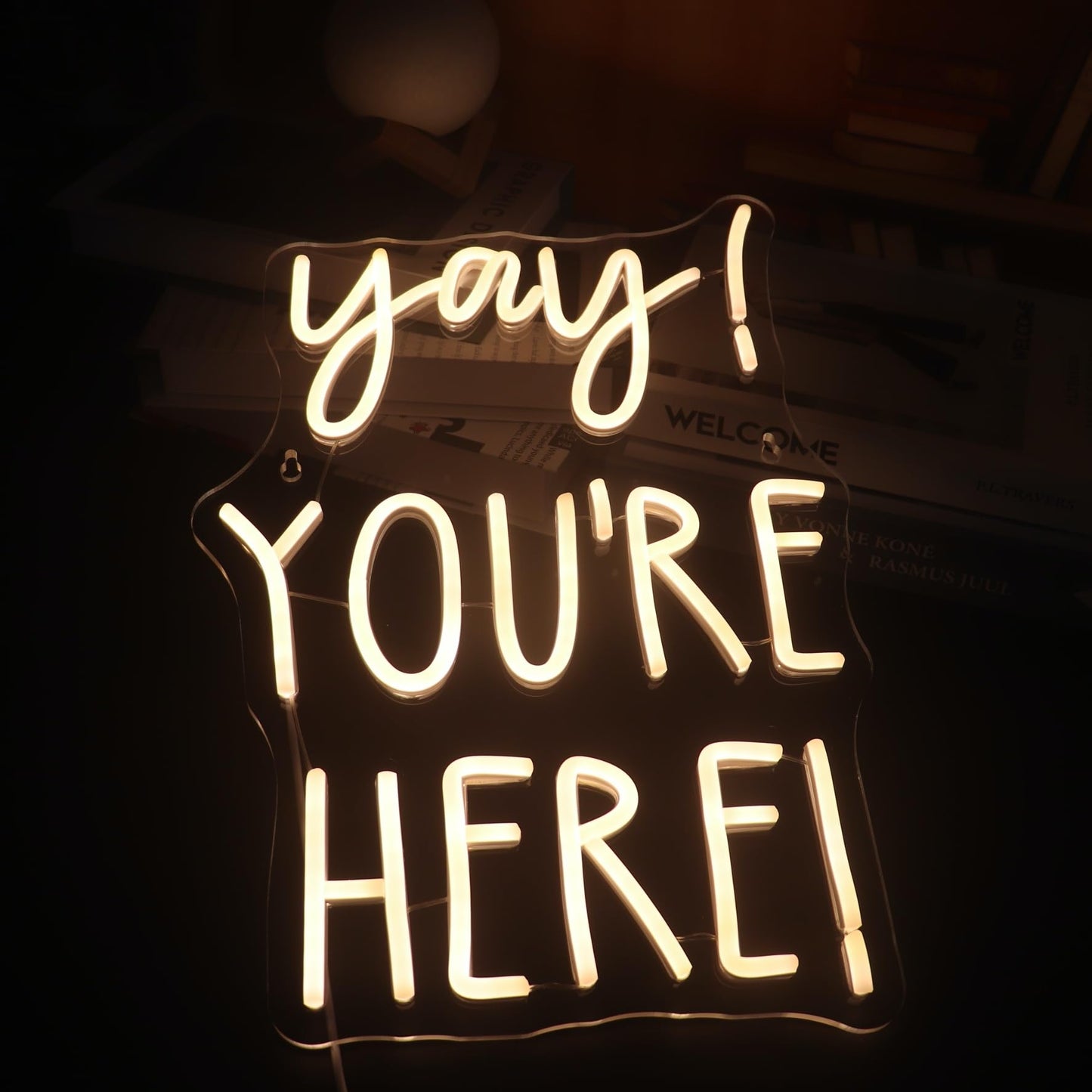 Yay! YouRe Here! Neon Sign  Positive Quotes Decorative Neon Lights For Home Room Classroom Wall Decor  Office Wall Decor Neon Light Sign  Christmas Birthday Gift Thanksgiving Gift(White)