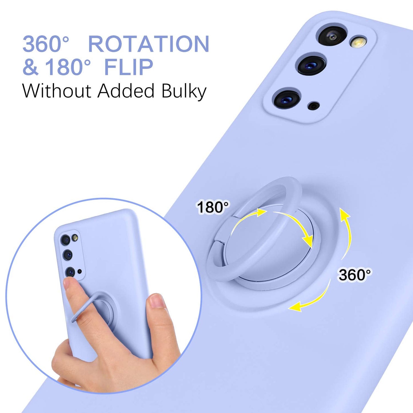 Bentoben For Galaxy S20 Case, Phone Case Samsung S20 5G 2020,Slim Silicone Ring Holder Kickstand | Support Car Mount | Soft Rubb