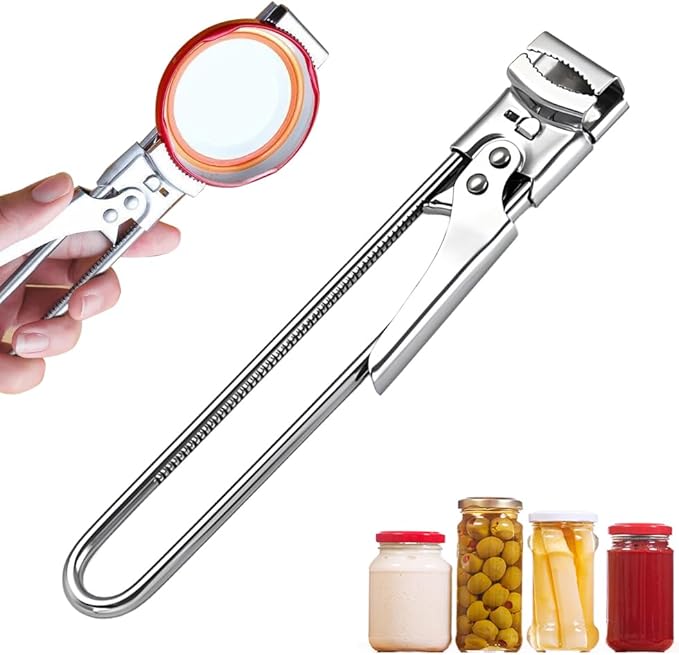 Adjustable Stainless Steel Jar Opener, 2026 New Multifunctional Stainless Steel Can Opener, Jar Lid Opener for Weak Hands, Manual Jar Lid Gripper Bottle Opener Kitchen Accessories(1PCS)