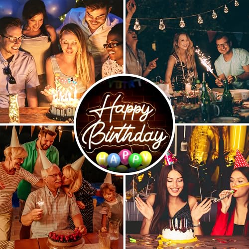 Happy Birthday Neon Sign for Party Backdrop Wall Decor Super Large Size 22x16.9 Inch Happy Birthday LED Sign Light Up Sign...