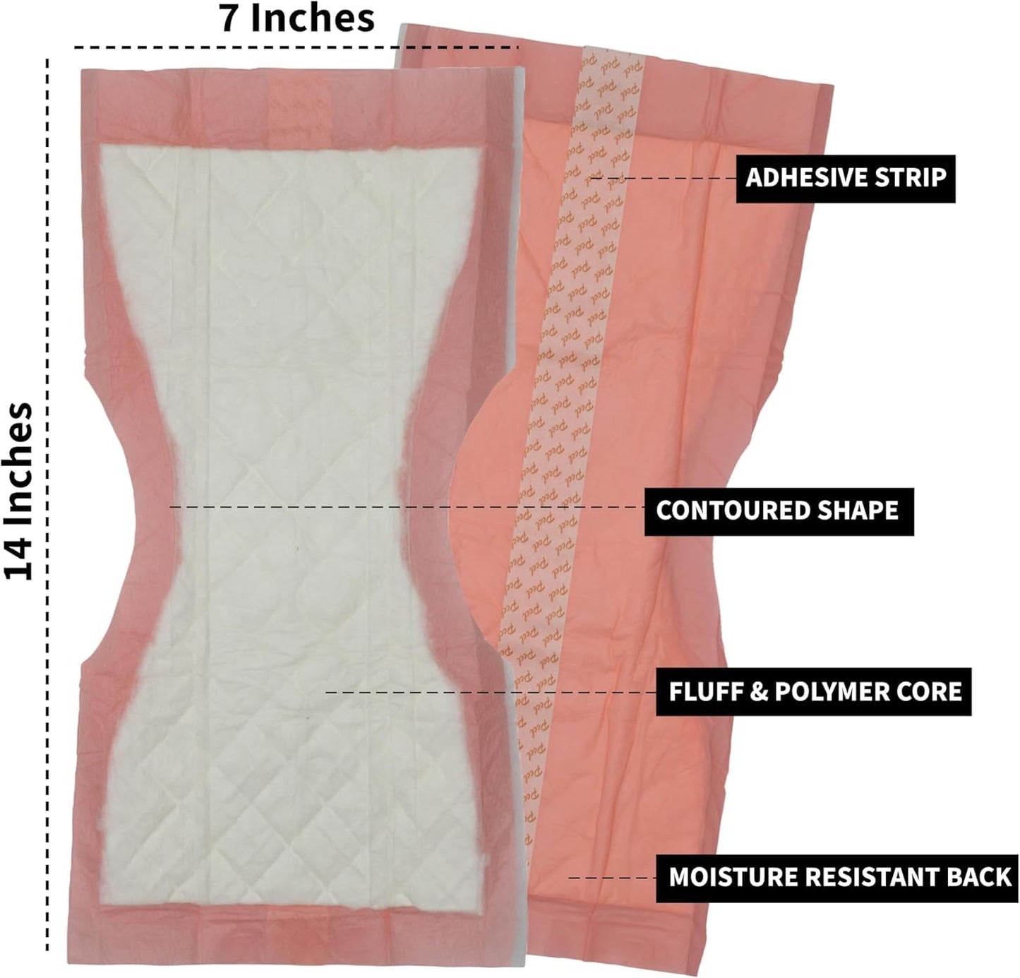 Vakly Extra Large Postpartum Maternity Pads [20 Pack] Hospital Style Super-Absorbent Contoured Pad Liners - 7" Wide X 14" Long - Heavier Overnight Post Birth Protection for Women - Incontinence Liners