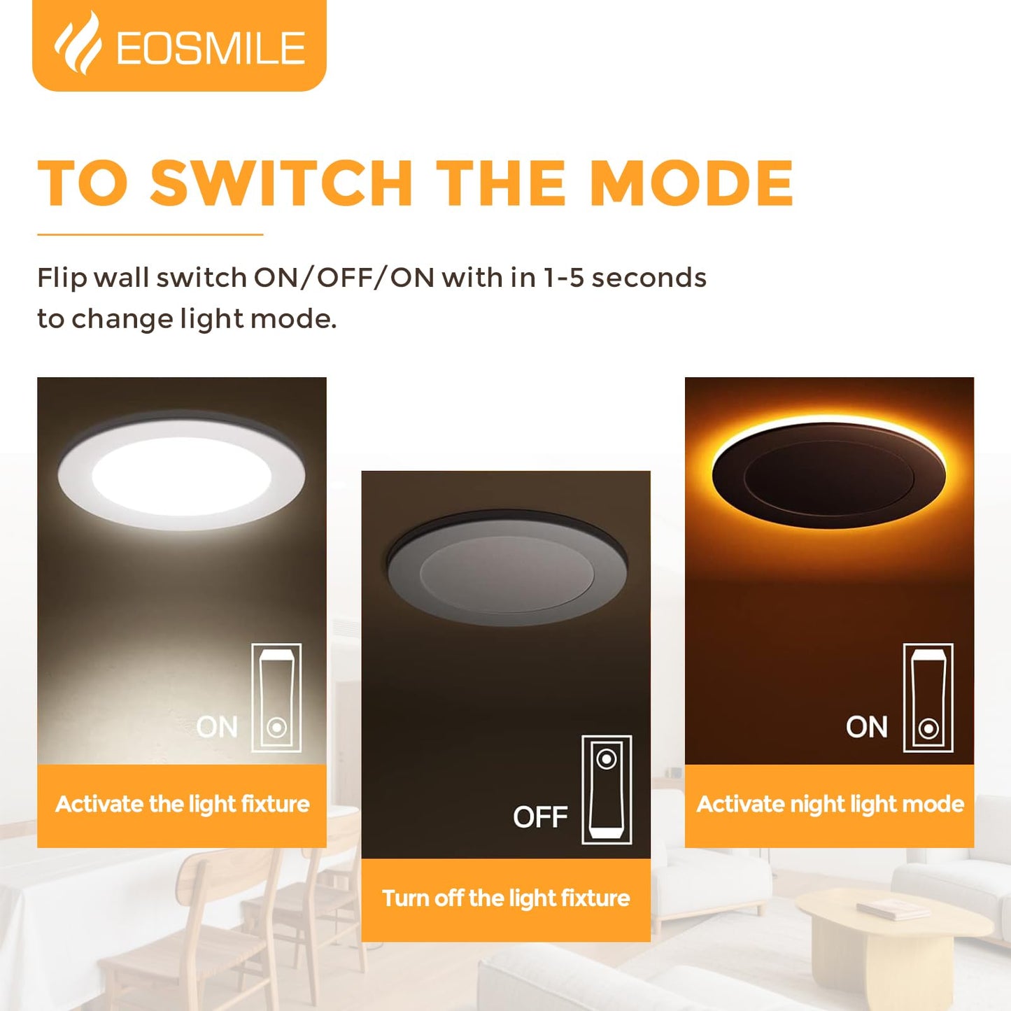 Eosmile 6 Inch White Recessed Lighting With Night Light 16Pack  Canless Wafer Ceiling Light  Dimmable  Etl Fcc  12W  120V  1100Lm  2700K-5000K 5Cct