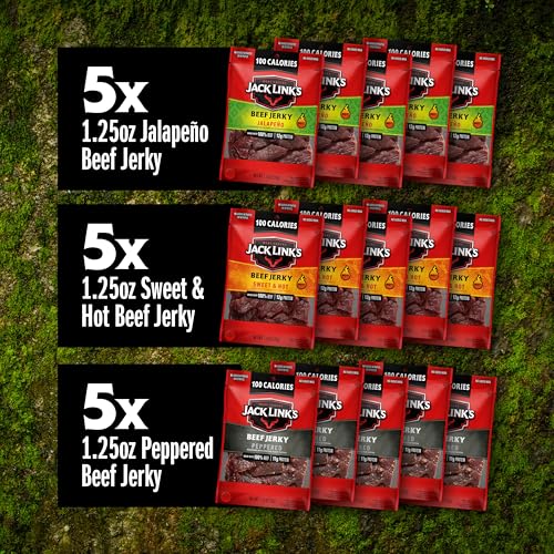 Jack Link's Beef Jerky Bold Variety Pack - Includes Sweet & Hot, Jalapeno and Peppered Jerky, Bulk Protein Snack Pack, Goo...