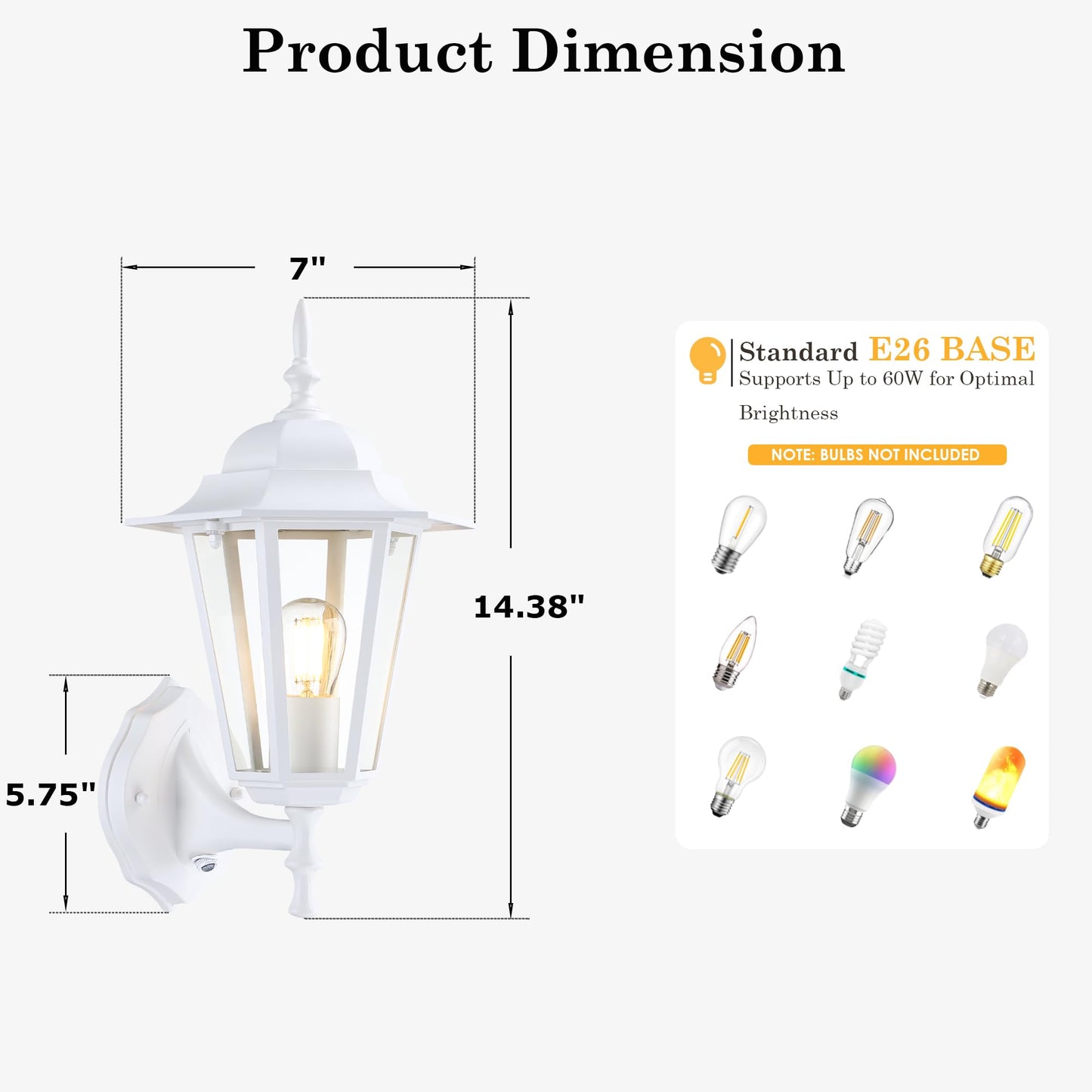 GRUENLICH Dusk to Dawn Outdoor Wall Sconce, White Aluminum, 14 Inch, Model GR-WL003D2D-WT-1PK