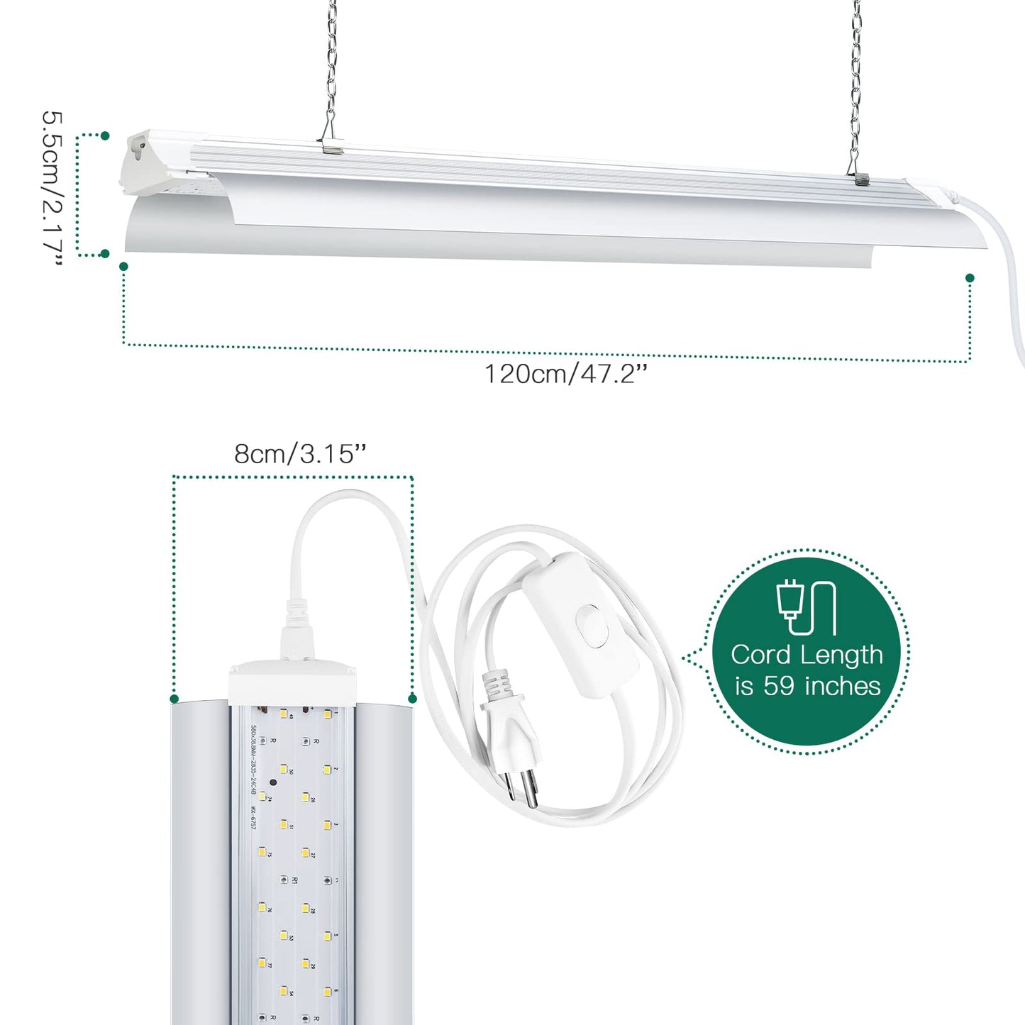 SZHLUX Grow Light Strips 4FT 140W Full Spectrum Warm White LED Bulbs for Indoor Plants - Model SZ-2T70, 2 Pack