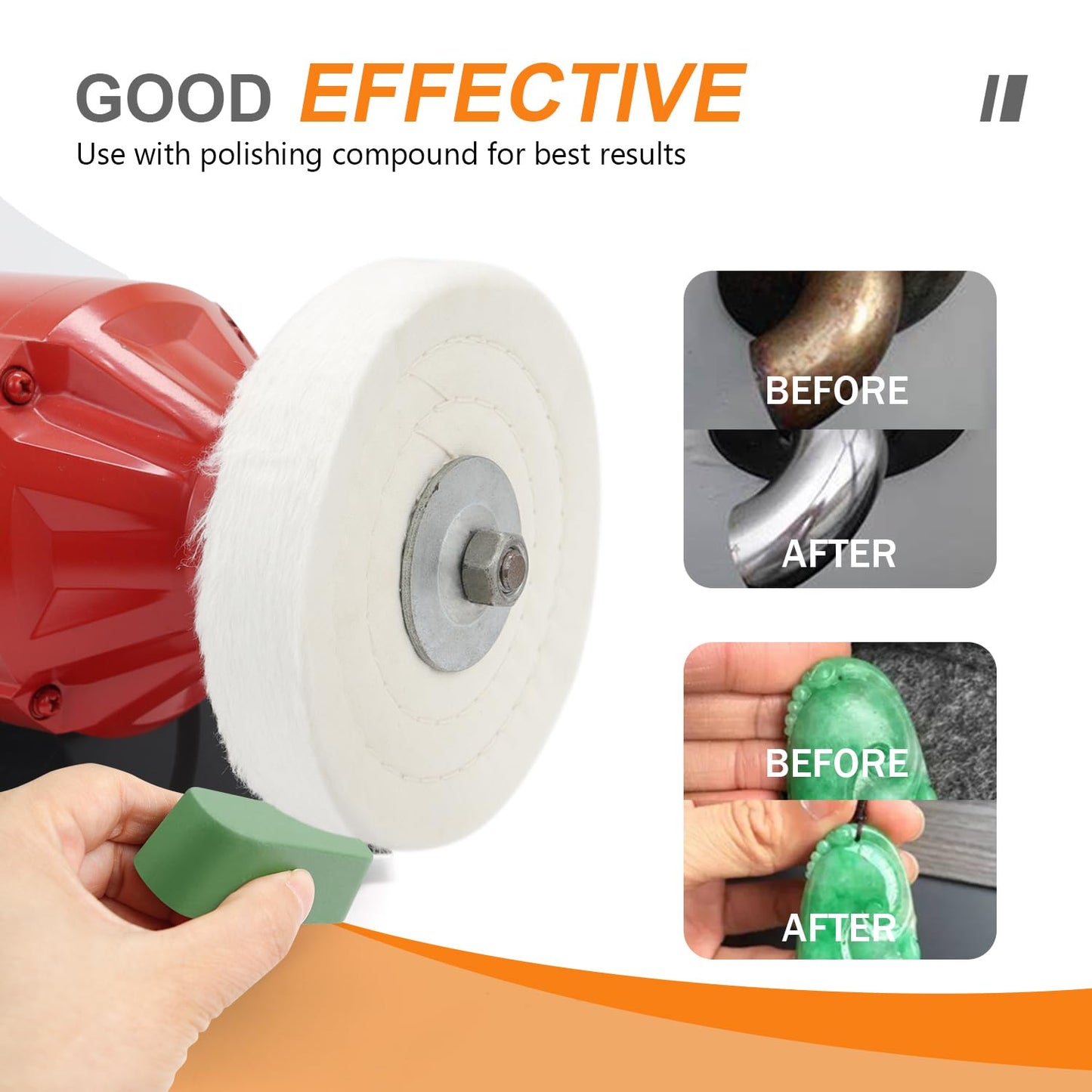 SCOTTCHEN Buffing Polishing Wheel 6 inch (70 Ply) Extra Thick for Bench Grinder Tool with 1/2" Arbor Hole 2 PCS